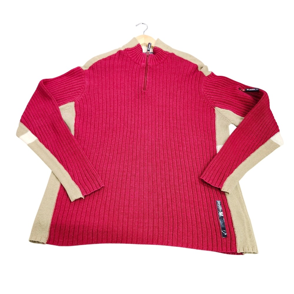 BUGLE BOY SWEATER MENS XL BB10418W PERSIMMON QUARTER ZIP EUC